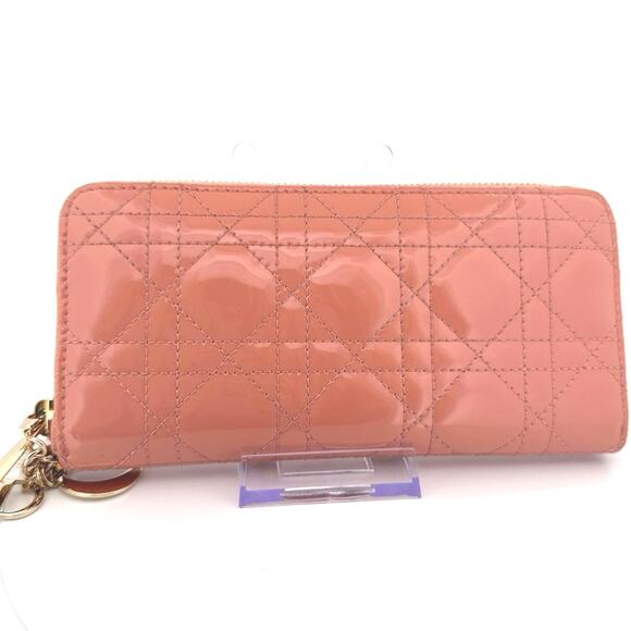 Dior Cannage Patent Leather Zip Wallet in Blush Pink – Full Set - Picture 1 of 5